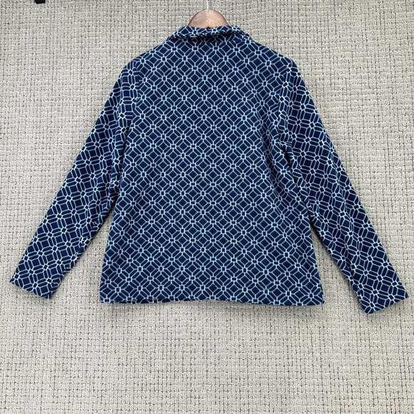 Croft & Barrow Jacket Womens Size Medium Blue Fleece Zip Up Geometric Pockets - Picture 2 of 9